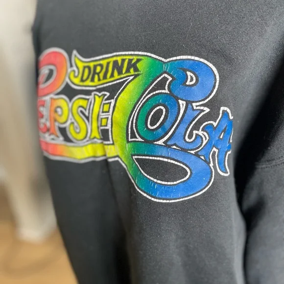 Fruit of the Loom Black Crewneck Sweater with Colorful Logo - Picture 3 of 5